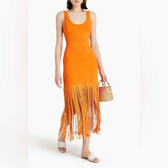 Sandro Dresses & Skirts - SANDRO Malvina Fringe
Midi Dress in orange size 38/ 6 US